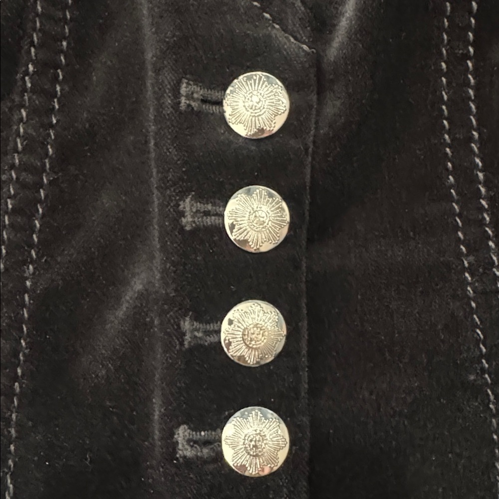 White House Black Market Black Velvet Military Jacket Gold Buttons Blazer 6 - Picture 4 of 8